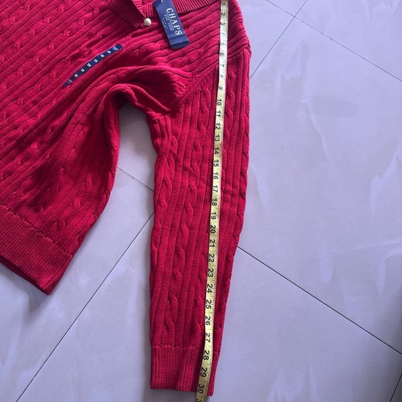Chaps by Ralph Lauren Solid  Rich Red Shawl Collar Cable Knit Sweater 3X - Picture 15 of 16